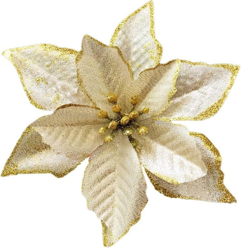 PAFU 5.1IN GOLD XMAS FLOWERS 12PK
