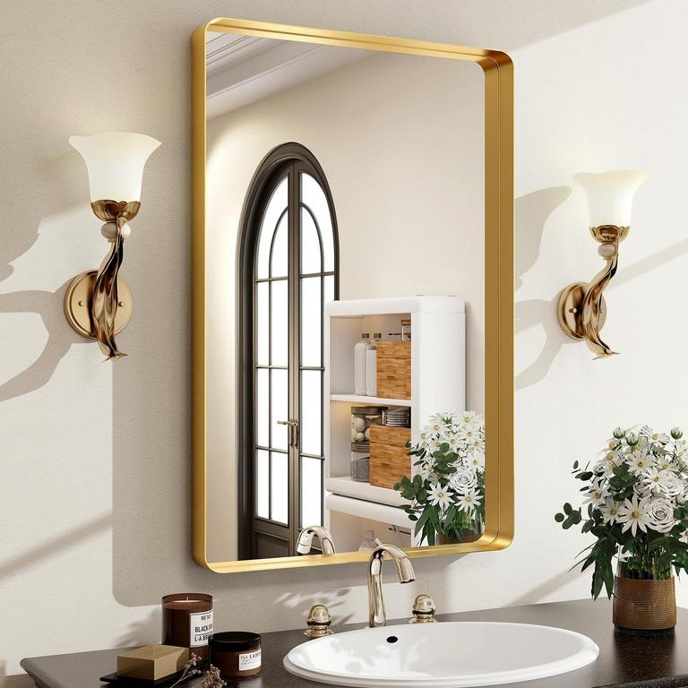 EASLY 36IN X 24IN GOLD MIRROR