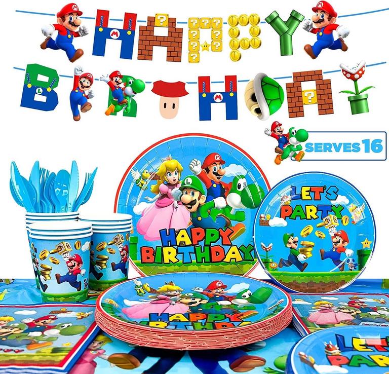 FRUITFUL 128PC SUPER MARIO PARTY SUPPLIES SET