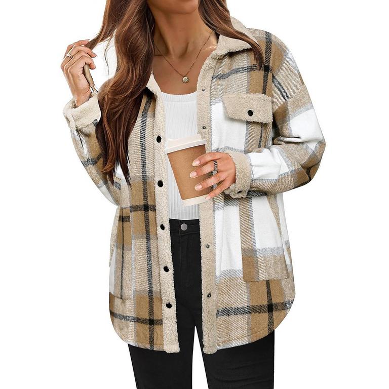 HFYIHGF WOMENS PLAID SHACKET S