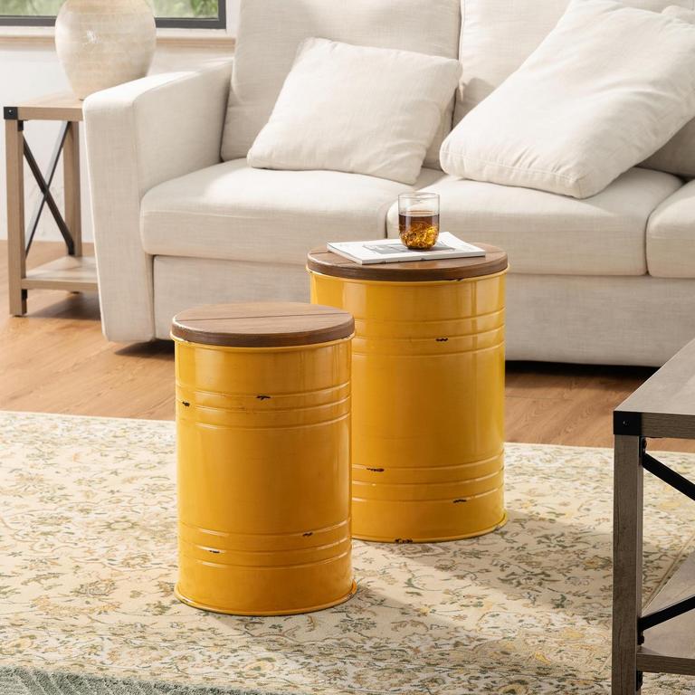 GLITZHOME RUSTIC END TABLES SET