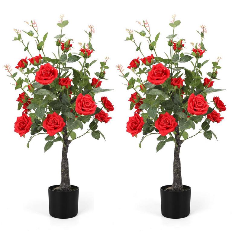 ROMANTIC SEASON 42IN FAUX ROSE TREE 2PK