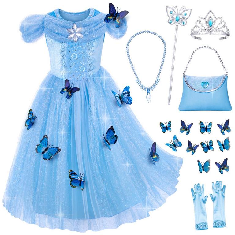 TOPNEY BLUE PRINCESS DRESS SET 5-6T