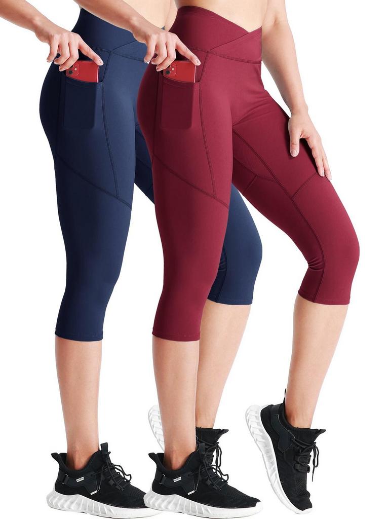 NELEUS WOMENS V CAPRI YOGA LEGGINGS M 2PK