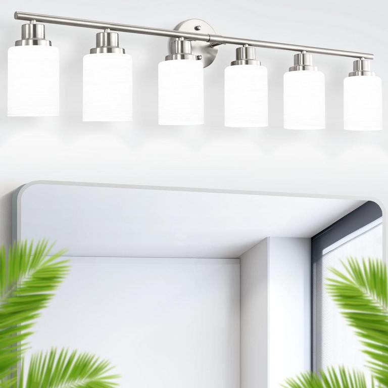 GULIAOFO 6-LIGHT NICKEL VANITY LIGHT 38.3"L