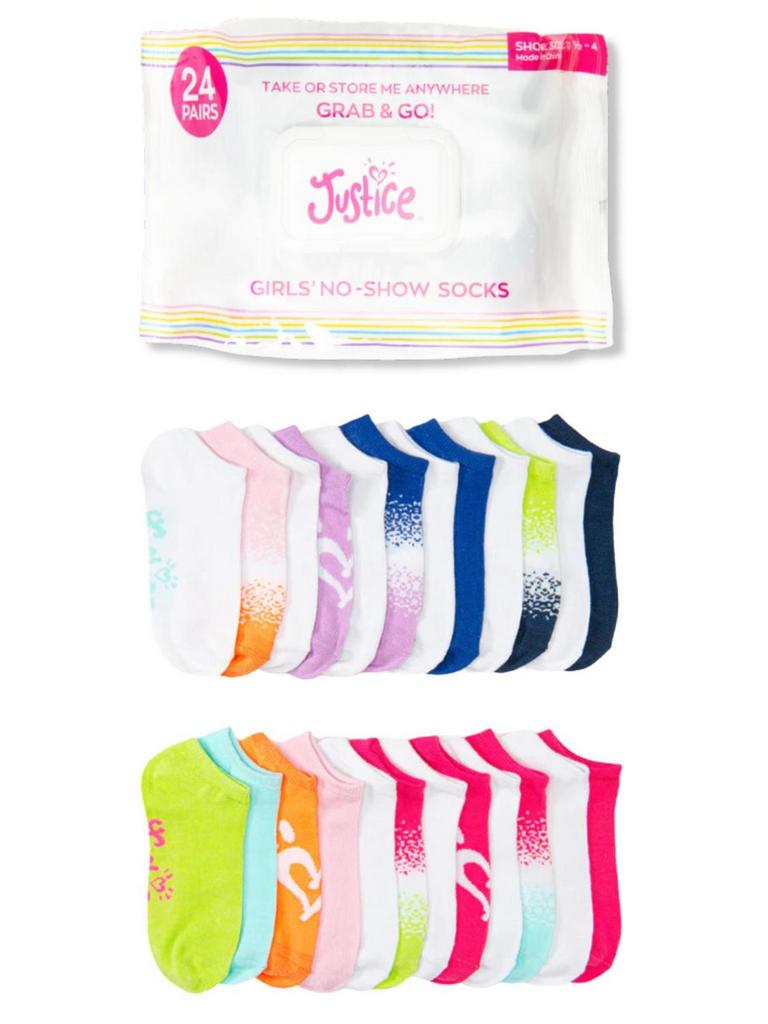 JUSTICE GIRLS SZ 10.5-4 SOCKS 24PK
