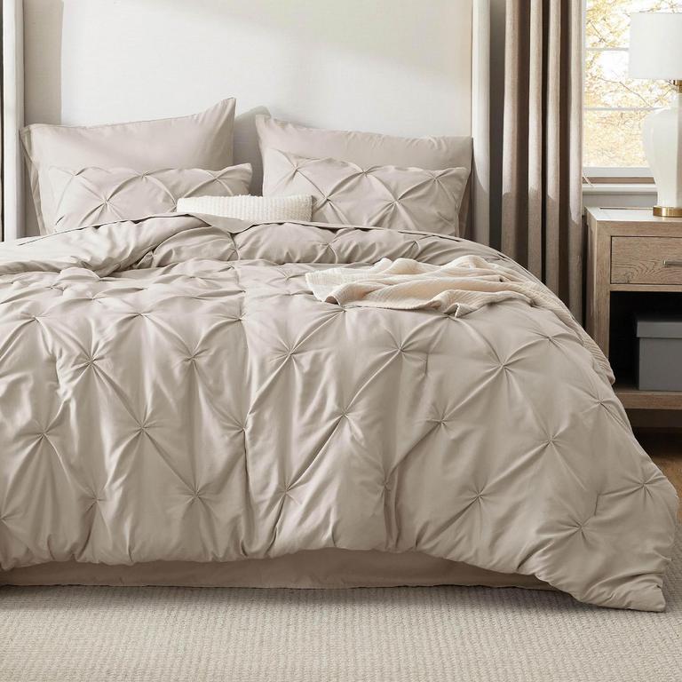 BEDSURE KING SIZE COMFORTER SET BEIGE