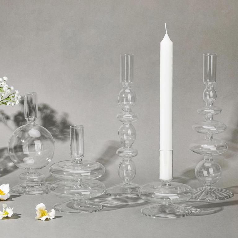 RTTERI GLASS CANDLESTICK HOLDERS 5PCS