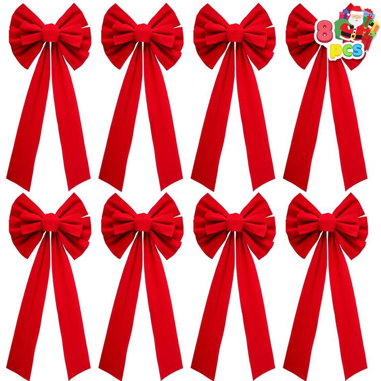 SYNCFUN 26IN RED VELVET BOWS 8PK