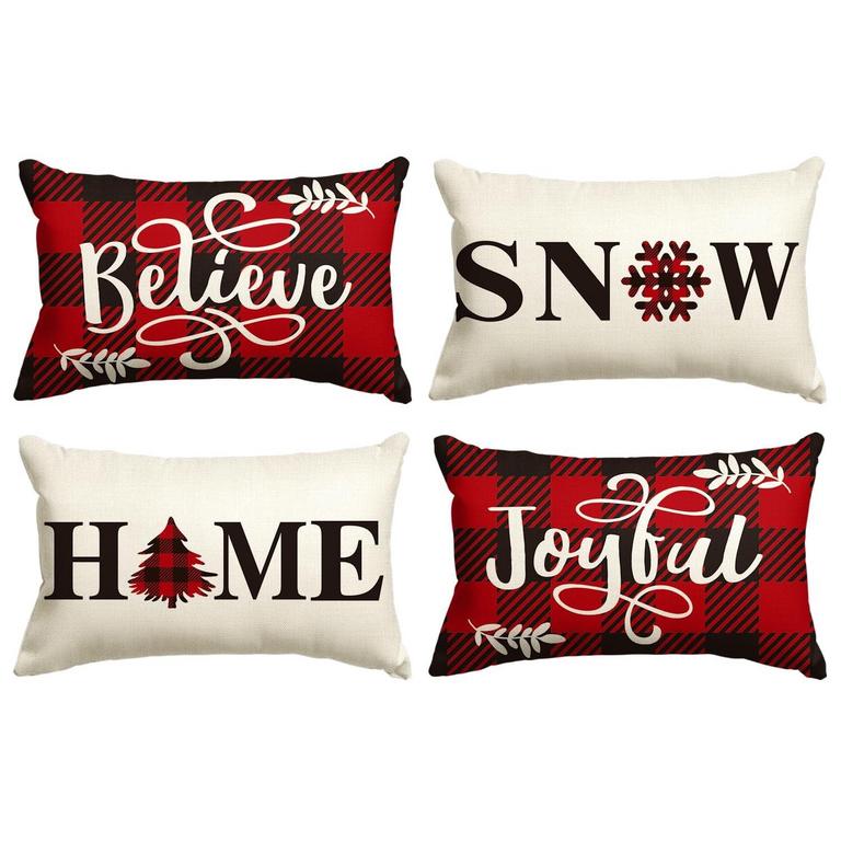 SM:)E CHRISTMAS PILLOW COVERS 12IN X 20IN 4PK