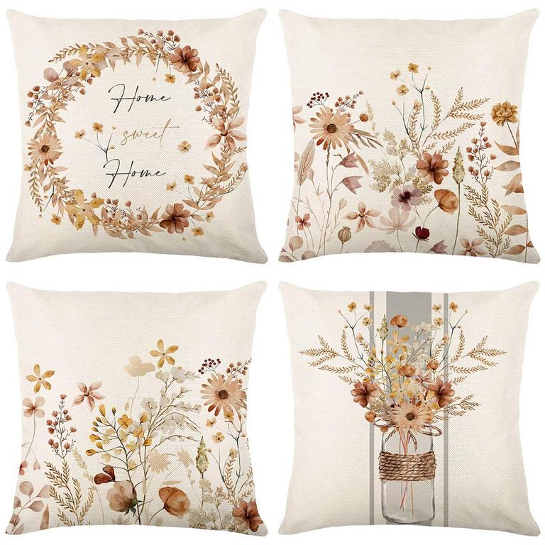 UBING FLORAL PILLOW COVERS 18IN 4PK
