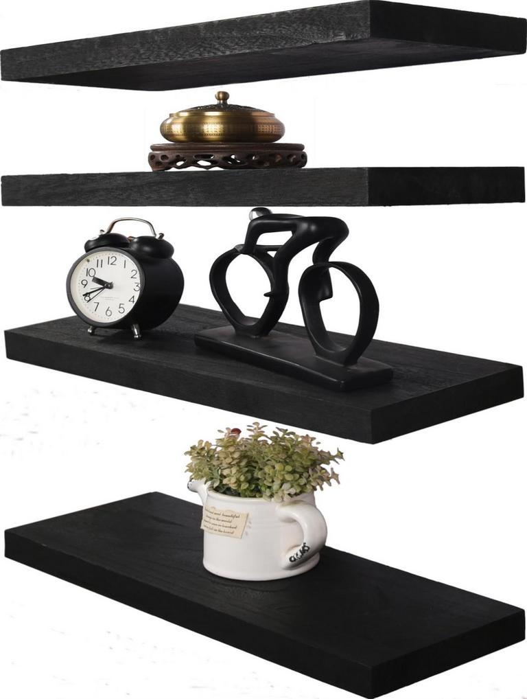 HXSWY WOOD FLOATING SHELVES 17IN 4PK