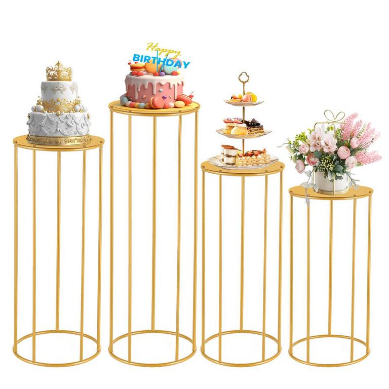 VORRIOR 4PCS GOLD PEDESTAL STANDS