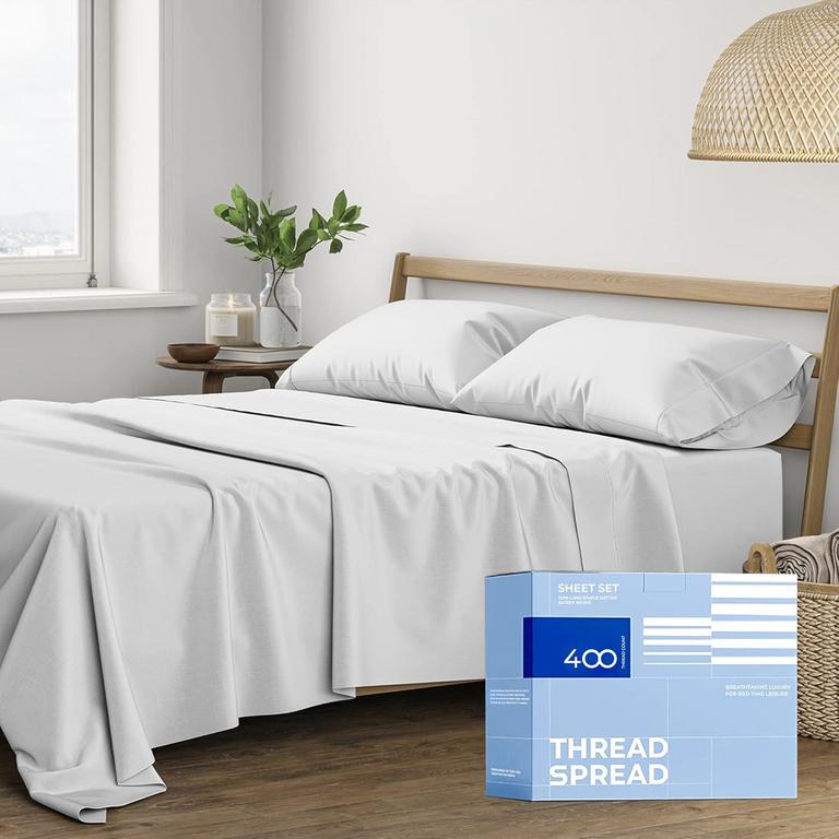 5PC QUEEN SHEETS 100% EGYPTIAN COTTON SILVER