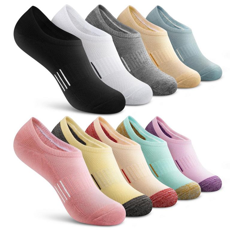 LORITTA WOMENS NO SHOW SOCKS SZ 8-10 10PK