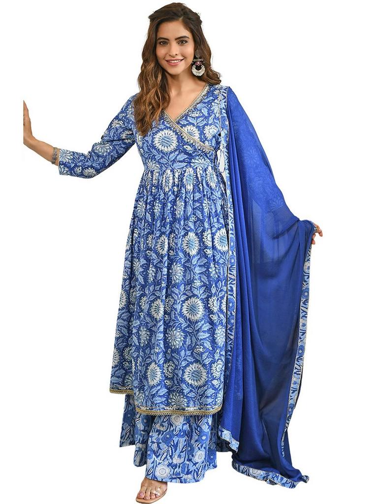 JANASYA WOMEN XS BLUE KURTA
