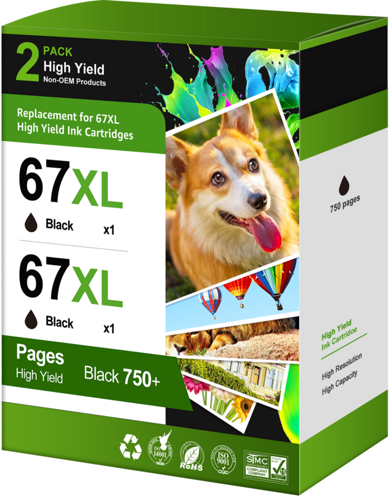 DENVOER 67XL BLACK INK CARTRIDGE 2PK