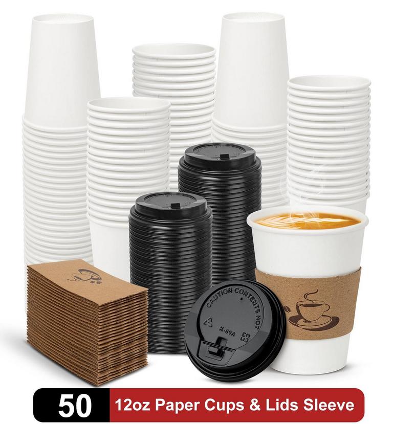 50PK 12OZ PAPER CUPS SET