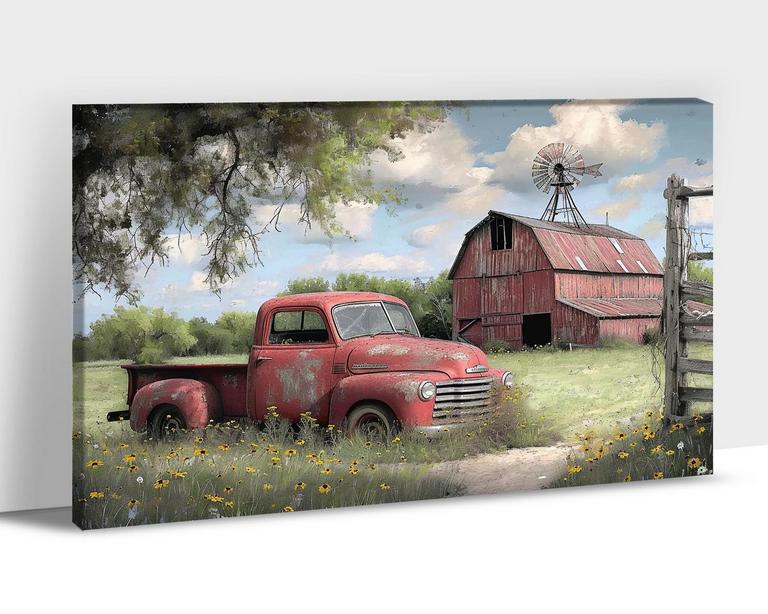 ANRUOXI FARMHOUSE TRUCK ART 28IN X 40IN