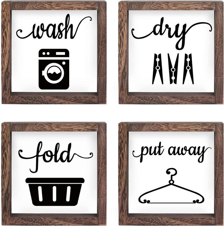 SEVEN SPARTA LAUNDRY SIGNS 8IN X 8IN 4PK 
