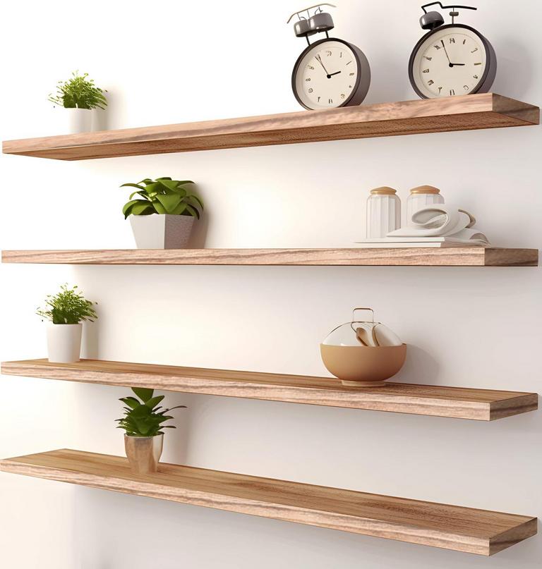 PHPH 36IN WOOD FLOATING SHELVES 4PK