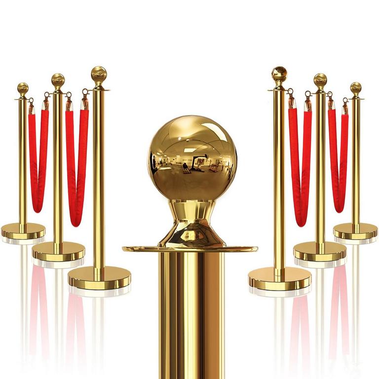JLXMAXLJ 6PCS GOLD STANCHIONS SET W/ ROPE