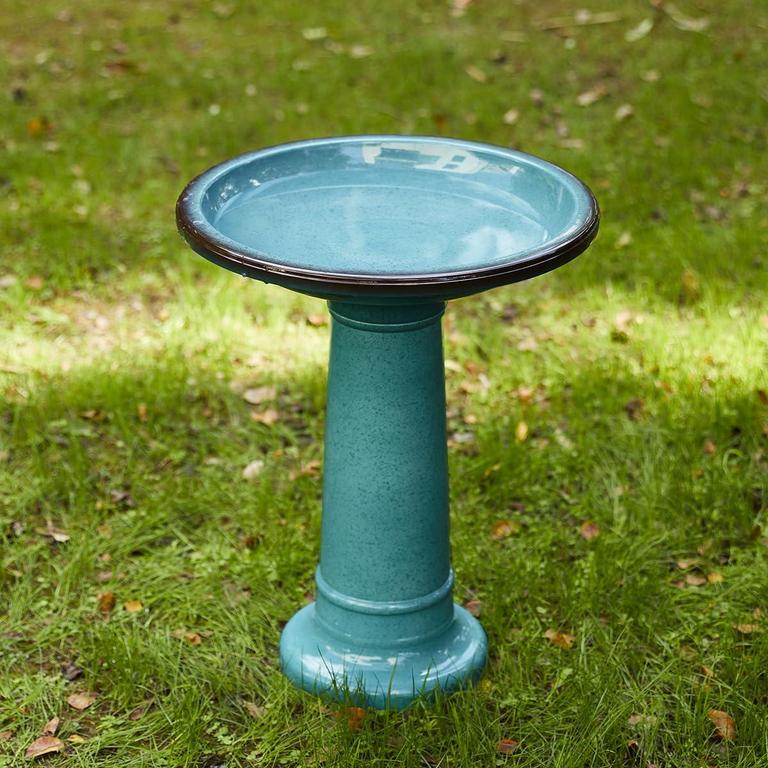 GLITZHOME 21.5IN TURQUOISE BIRD BATH