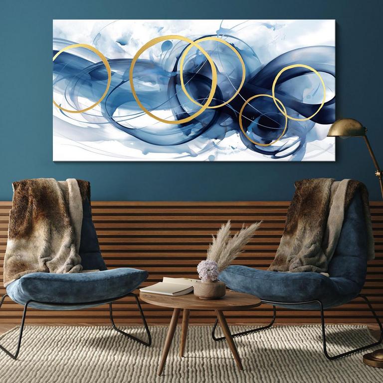 HKDGOKA 24IN X 48IN WALL ART BLUE