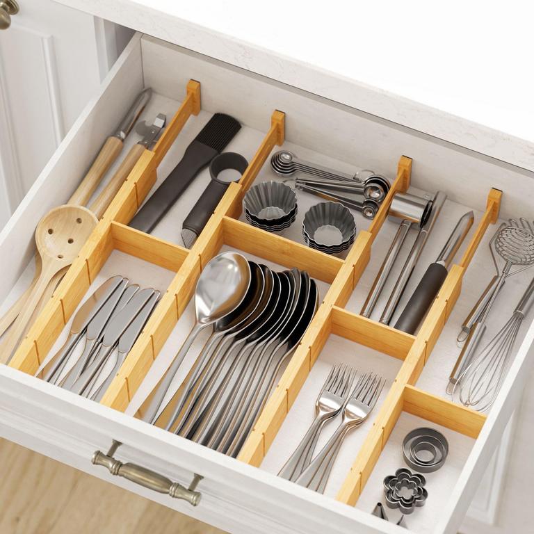 SPACEAID BAMBOO DRAWER DIVIDER SET