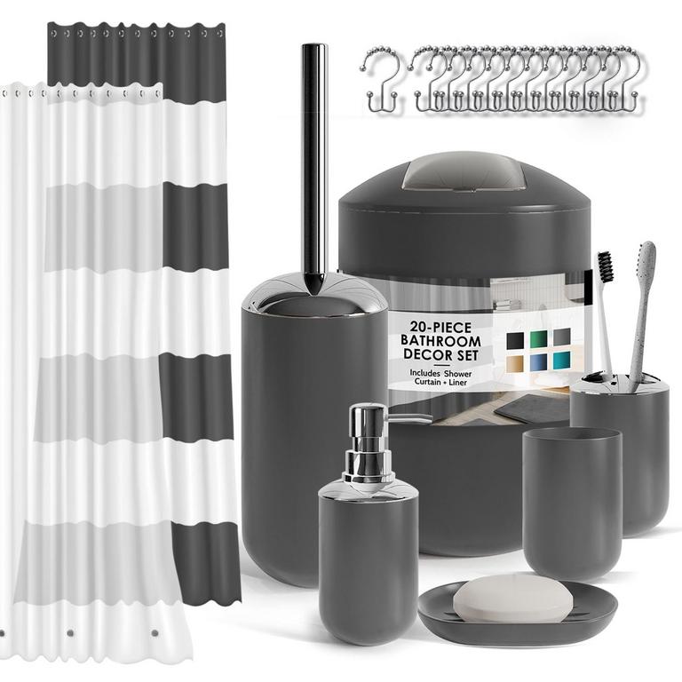 NESTL 20PC BATH ACCESSORY SET GRAY