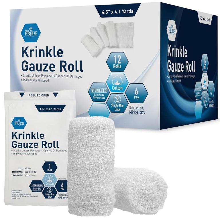 MED PRIDE 4.5IN X 4.1YD GAUZE ROLLS 12PK