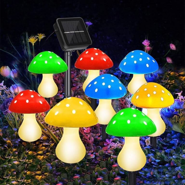 QISHI SOLAR MUSHROOM LAMPS 7.5IN 8PK