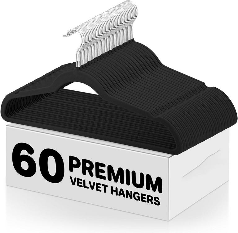 HOUSE DAY BLACK VELVET HANGERS 60PK