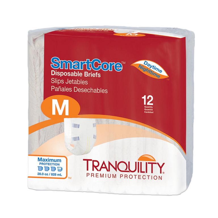 TRANQUILITY ADULT INCONTINENCE BRIEFS M 12PK