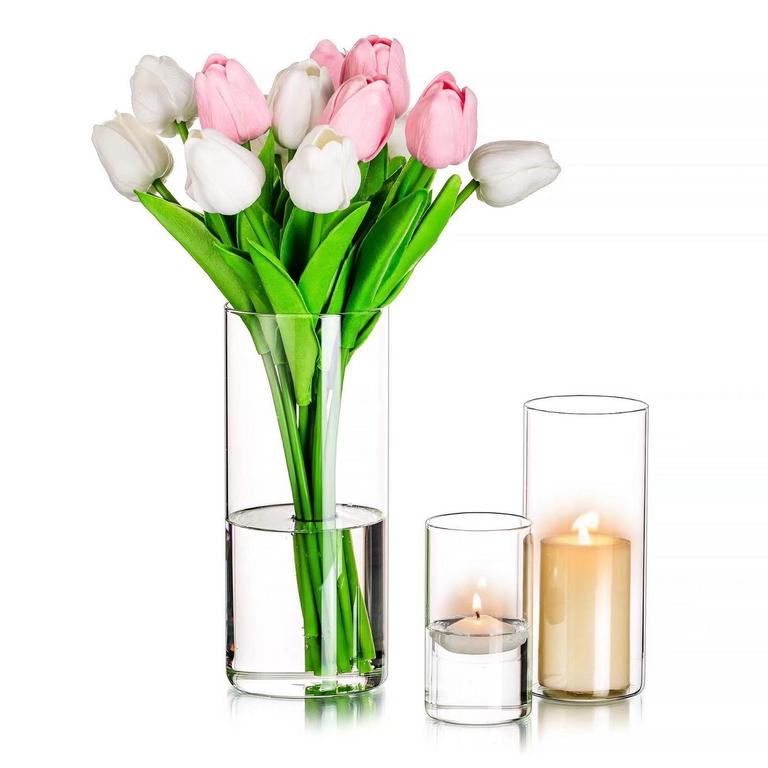 GLASSEAM 4IN + 6IN + 7.8IN VASES 3PCS