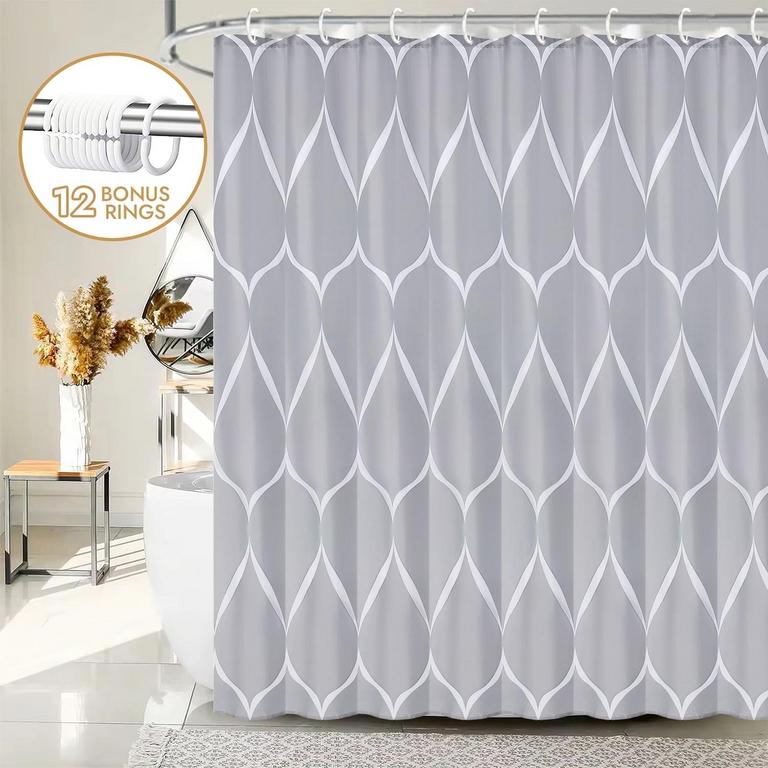 BEVTEE WAVY PRINT SHOWER CURTAIN 72IN