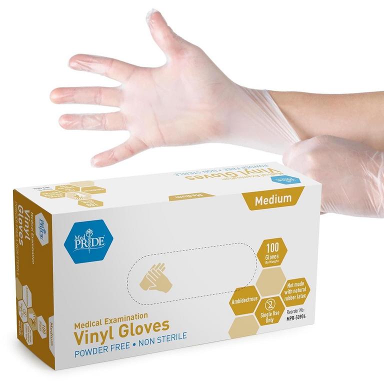 2 MEDPRIDE 100PK VINYL GLOVES M