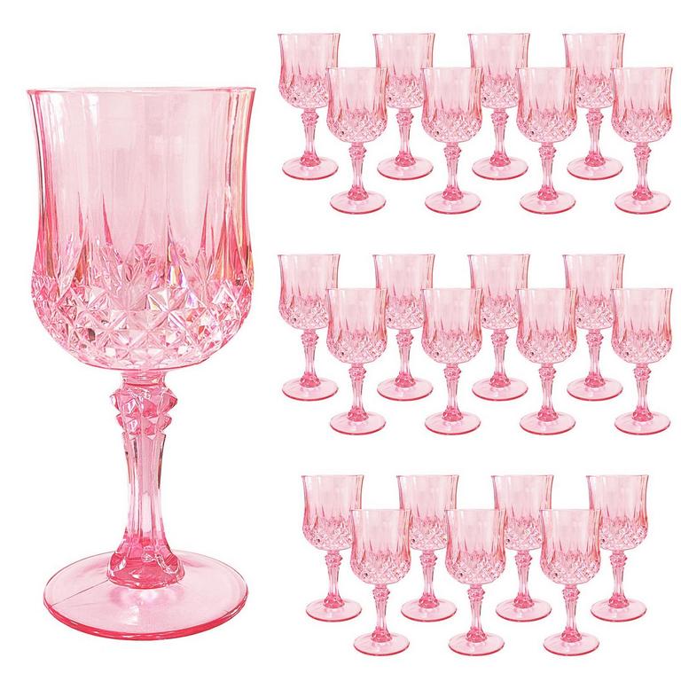 VEIUWA 24PCS PINK PLASTIC GLASSES