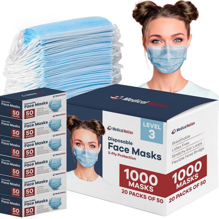 MEDICAL NATION FACE MASKS 1000PK