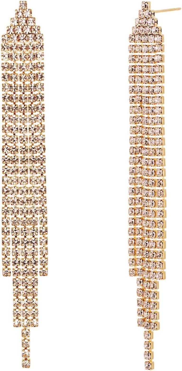 MLOUYE TRIANGLE RHINESTONE EARRINGS