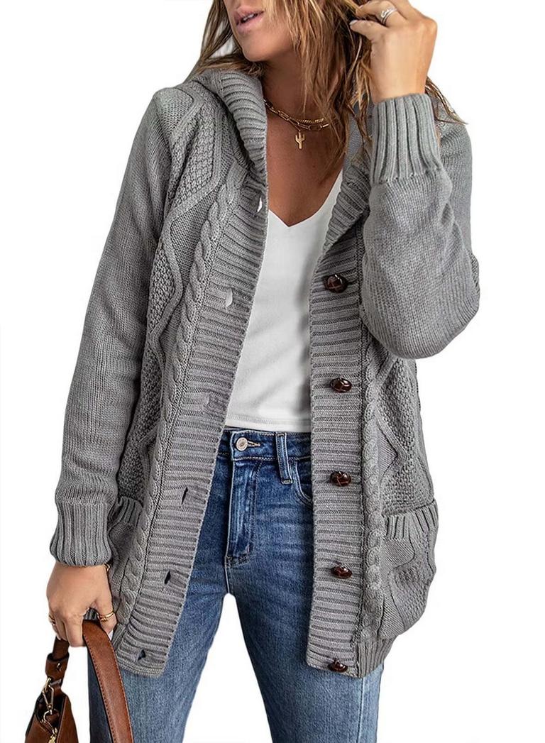 EYTINO WOMENS HOODED CARDIGAN XL