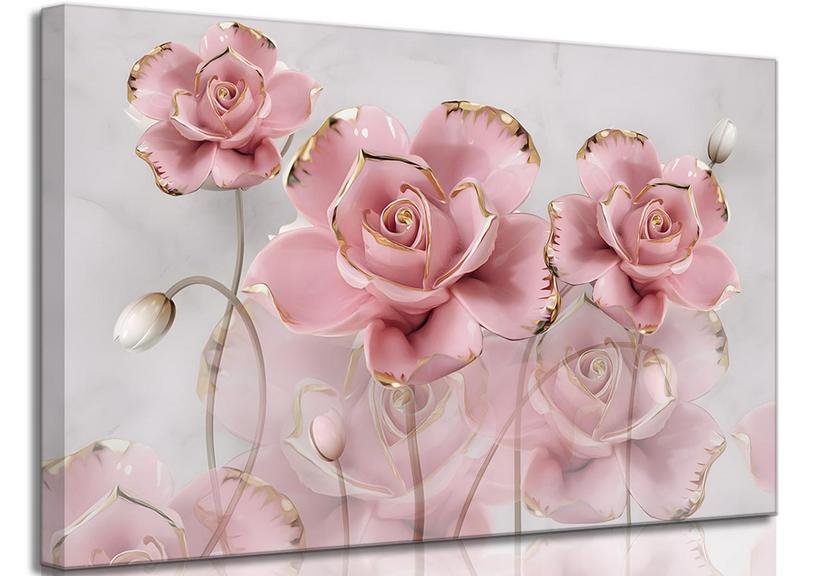HLEOXPY 36IN X 24IN PINK GOLD ROSE WALL ART