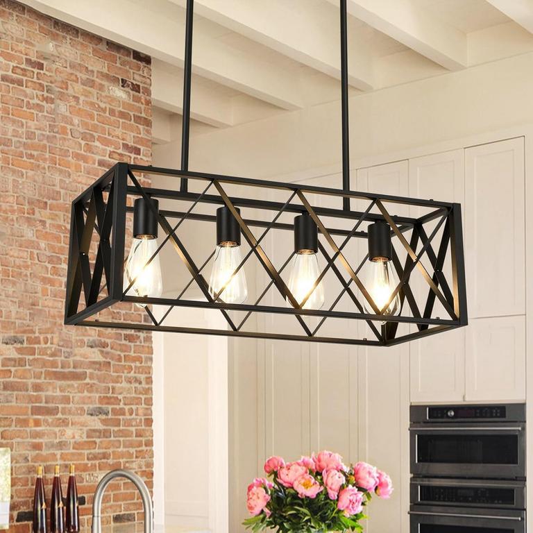 PRETOY BLACK CHANDELIER 23.6"L