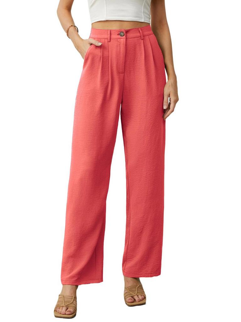 GIRUNS WOMENS L ORANGE WIDE LEG PANTS