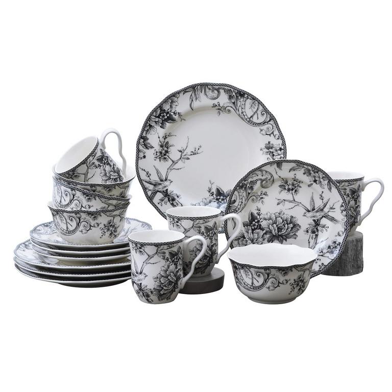 222 FIFTH BLACK DINNERWARE SET 16PC