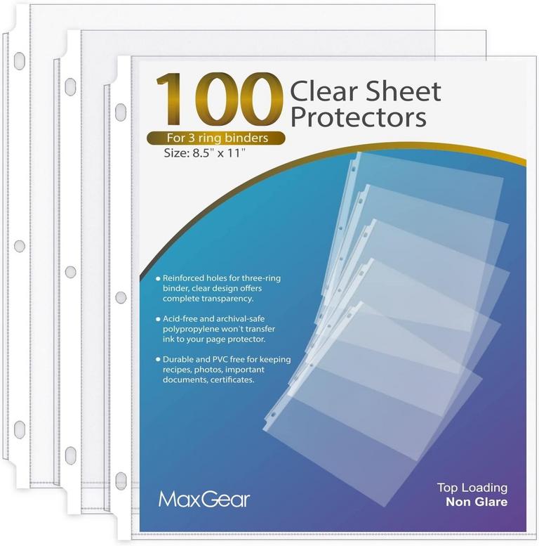 MAXGEAR SHEET PROTECTORS 100PK