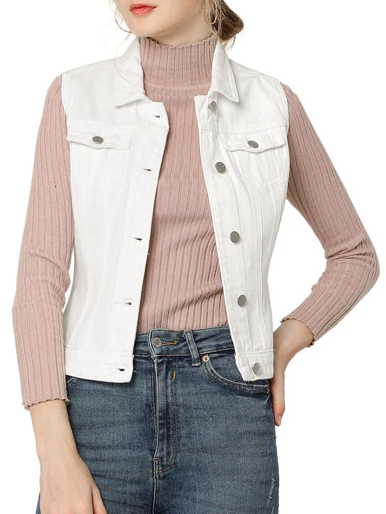 ALLEGRA K WOMENS L DENIM VEST