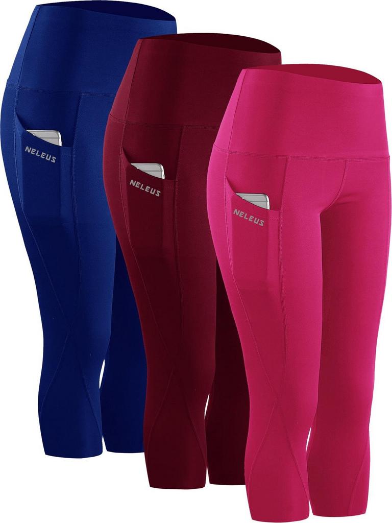 NELEUS WOMENS CAPRI LEGGINGS SIZE L 3PK