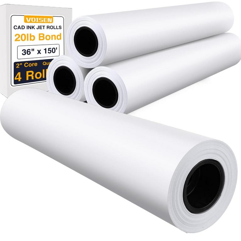 VOISEN PLOTTER PAPER ROLLS 36IN X 150FT 4PK
