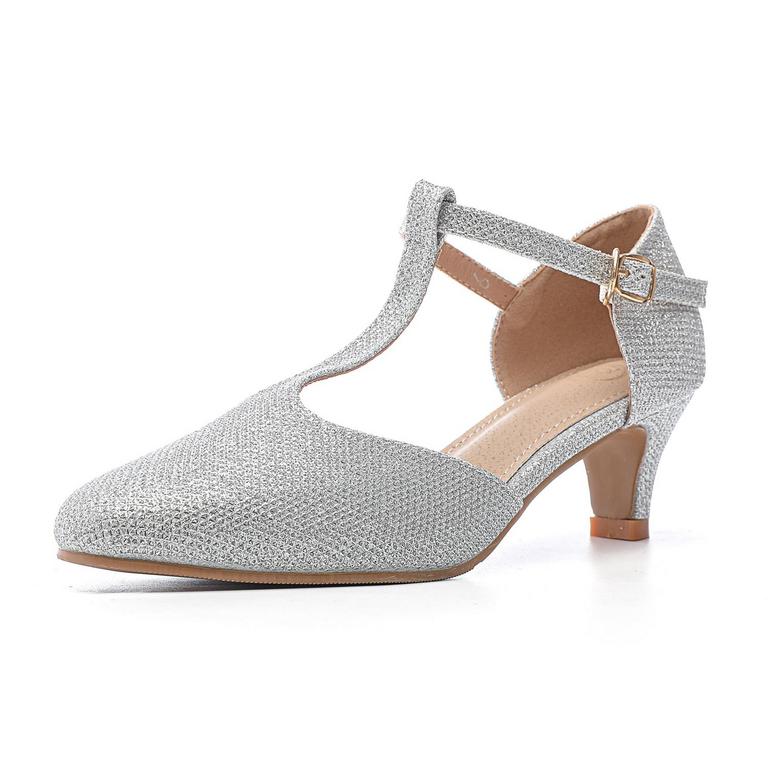 DADAWEN WOMENS 10 SILVER HEELS